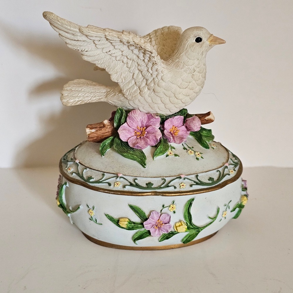 Heritage House Sing A Song The Way We Were Dove Musical Trinket Box Floral
